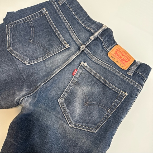 Levi's Demi Boot 508 Jeans Dark  Cotton Whiskering Distressed 20 R 30 X 30 Vs12 - Picture 2 of 6